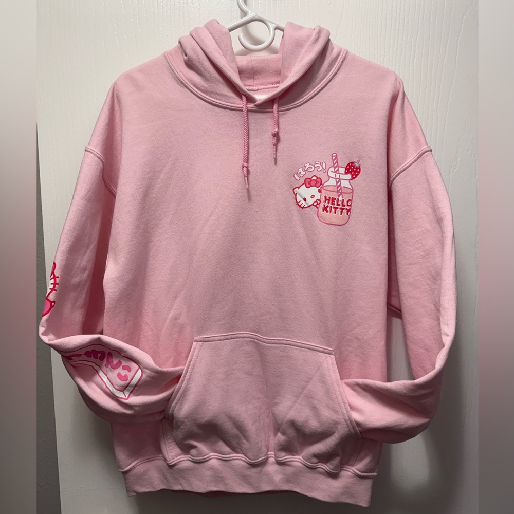 Hello Kitty Pink Pullover Hoodie with Graphic Size Large